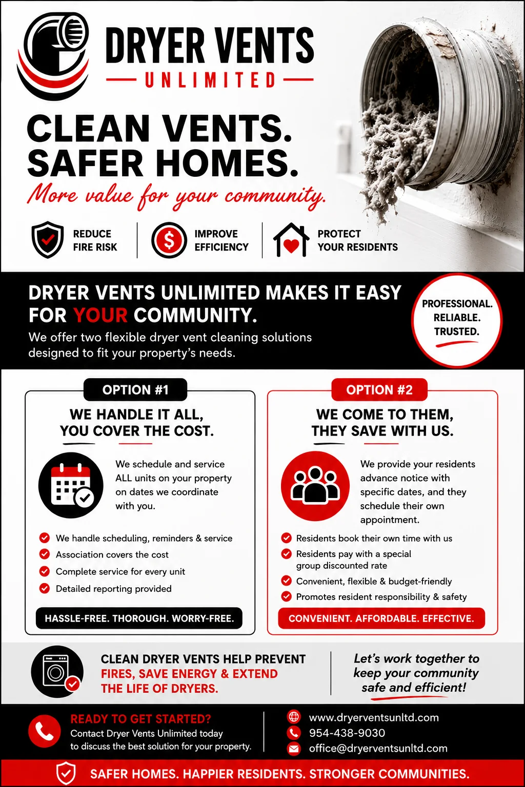 Full community and HOA flyer with option 1 and option 2.
